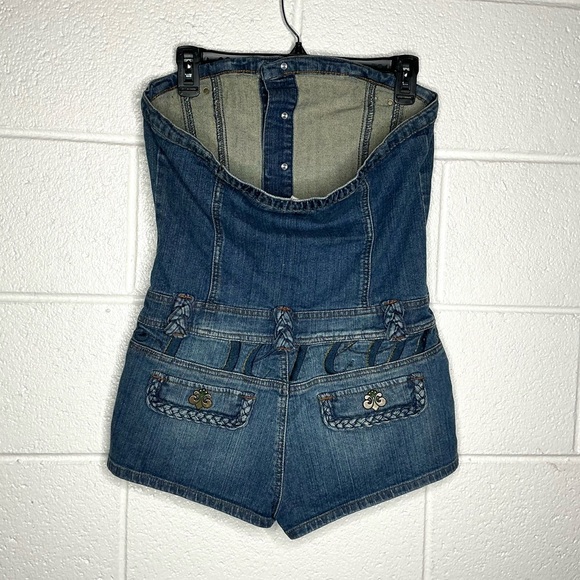 < Vintage 90’s/2000’s Sleeveless Denim Romper Size Large > - Picture 3 of 3